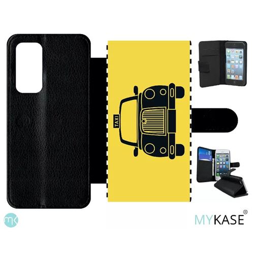 Etui My-Kase pour P40 - taxi sur fond jaune - Simili-cuir Noir