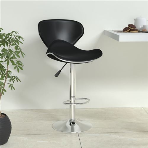 Vidaxl Noir Tabouret De Bar Siège De Pub Chaise Pivotante De Bar Tabouret De Comptoir Siège De Bistrot Hauteur Réglable Similicuir 335130 - Image 3