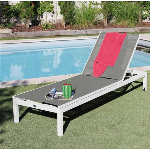 Proloisirs Lit De Soleil En Aluminium Thema Blanc Taupe Mobilier De Jardin Achat Prix Fnac