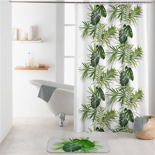 rideau de douche avec crochets 180 x 200 cm polyester imprime capina