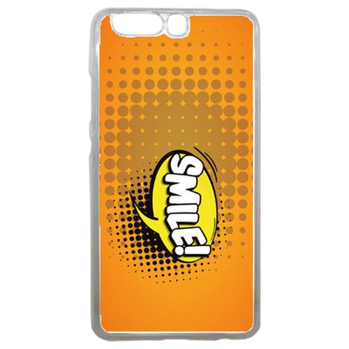 Coque Smile Fond Orange Compatible P10 Transparent