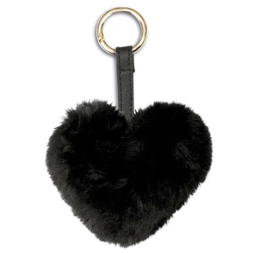 Porte-clés en peluche coeur noir