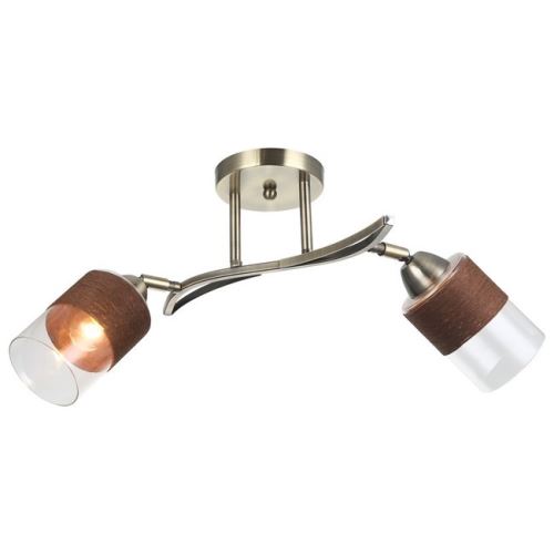 HOMEMANIA Lampe de Plafond Moore - Plafonnier - du mur - Cuivre en Métal, Verre, 15 x 67 x 25 cm, 2 x E27, 40 W