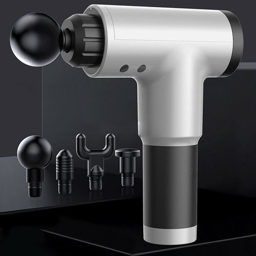 Qumox Pistolet de massage musculaire, Masseur musculaire avec 4 têtes pour récupération de fatigue et détenter le cou et l'épaule
