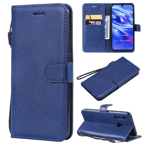 Etui en PU couleur unie avec support bleu pour votre Huawei P Smart+ 2019/Honor 10i