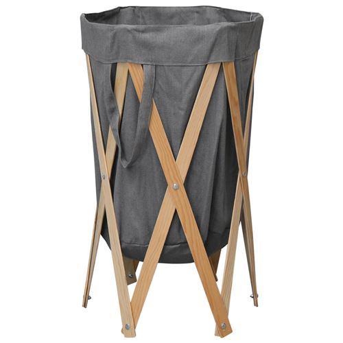 VidaXL Panier à linge pliable Gris Bois et tissu