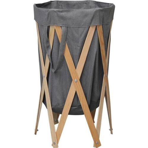 Vidaxl - Panier &agrave; linge pliable Gris Bois et tissu Grey