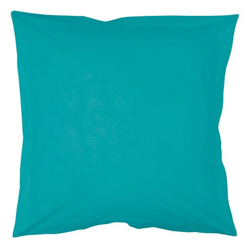 Taie d'oreiller volant plat 63 x 63 cm uni 57 fils lina + point bourdon Outremer