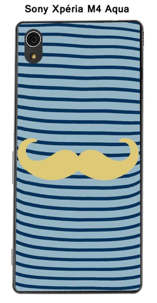 Coque Marinière Moustache - 1 Custard pour Sony Xpéria M4 Aqua