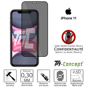 Verre Trempe pour iPhone 11 - Film Noir Anti Espion Vitre Protection Ecran  [Phonillico®] - Protection d'écran pour smartphone à la Fnac