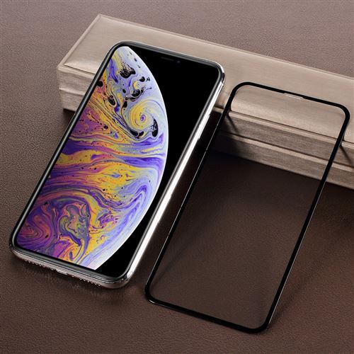 Protecteur écran en verre trempé 0.3mm résine pleine dimension garde incurvée en 3D noir pour votre Apple iPhone XR