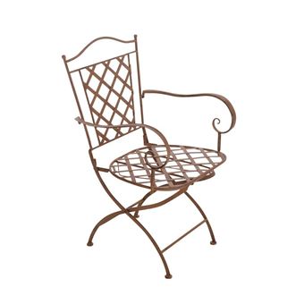 Chaise De Jardin En Fer Forge Marron Vieilli Avec Accoudoir