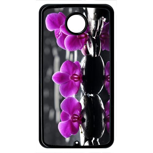 Coque Orchide Violette Fond Gris Compatible Google Nexus 6 Transparent