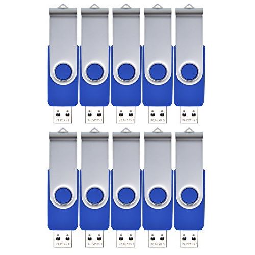 FEBNISCTE 10 Pièce Clé USB 512MB(Not 512 Go) Bleu Pivotant Mémoire USB