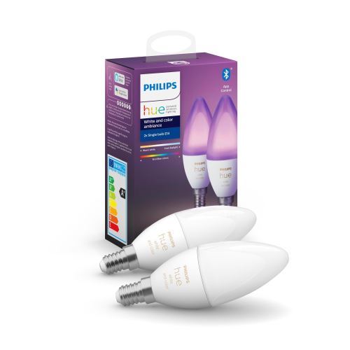 Ampoule connectée Philips Pack x2 Hue White & Color E14 Flamme