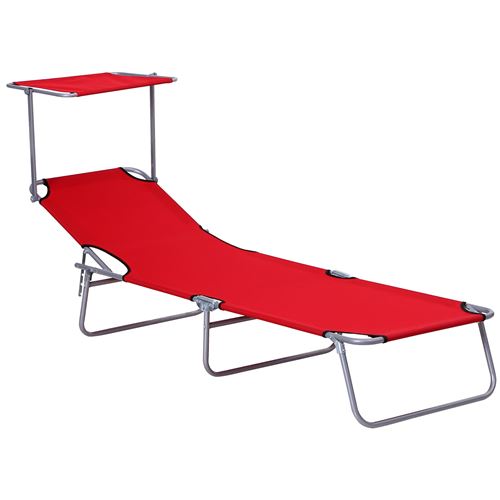 Outsunny Transat bain de soleil pliable grand confort dossier et pare-soleil réglable multi-positions - vue 3