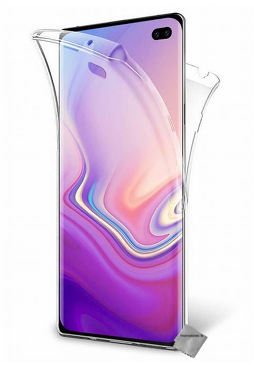 Housse etui coque gel 360 integrale Samsung Galaxy S10+ Plus + verre trempe - TRANSPARENT - htdmobiles