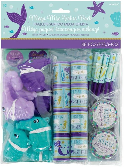 Amscan set de fête papier sirène bleu/violet 48 pièces