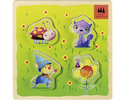 Puzzle 4 Pièces : Encastrement en Bois - Dans le Jardin, Schmidt Spiele