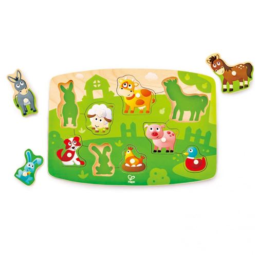 Hape moule en bois pour puzzle ferme 10 pièces