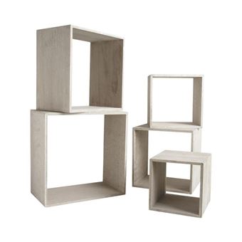 Aubry Gaspard Etagere Cube Bois Gris Achat Prix Fnac