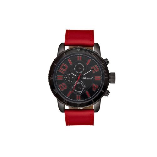 Montre Homme Antoneli Cadran 42mm En Leather Noir Et Bracelet Rouge En Acier AG1905-04