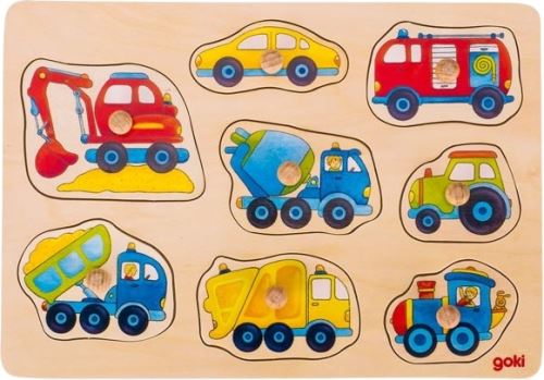 Goki forme en bois puzzle Véhicules 30 x 21 cm 8 bits