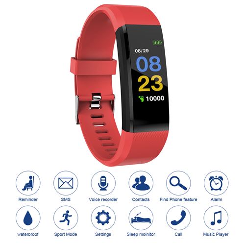 115plus Fitness Tracker Smart Bracelet Bluetooth Couleur Affichage Sport Montre Cardiaque AC1424