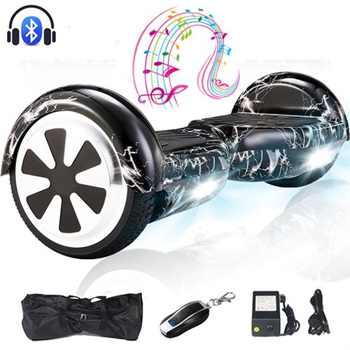 Gyropode électrique Auto-equilibré Hoverboard 6,5 pouces avec bluetooth - Foudre Noir