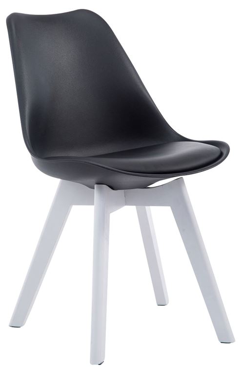 Chaise de visiteur Borneo V2 similicuir , Noir /Bois de chêne Blanc