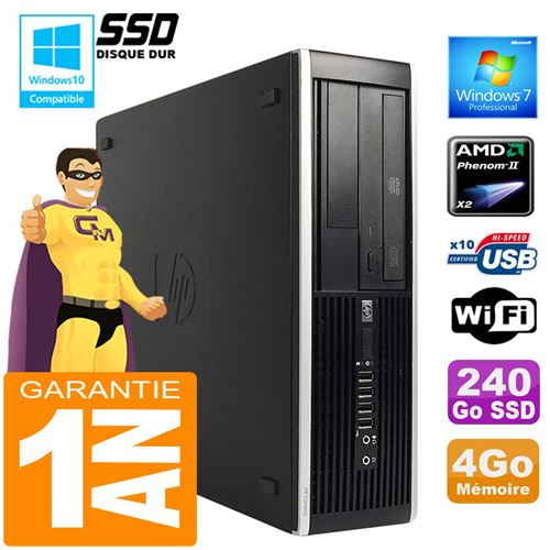 PC HP Compaq 6005 Pro Sff Amd Phenom II Ram 4Go Disque 240 Go SSD WiFi W7
