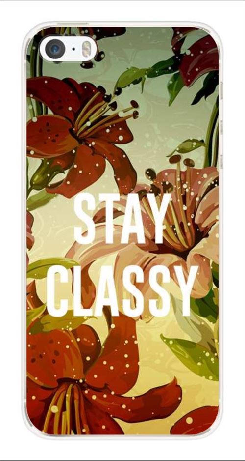 Coque en silicone imprimée compatible iPhone 5 iPhone 5S Stay classy
