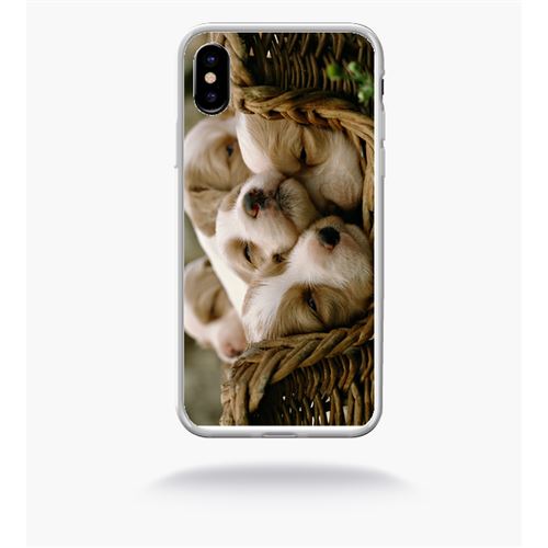 Coque panier a chiots compatible apple iphone x bord transparent