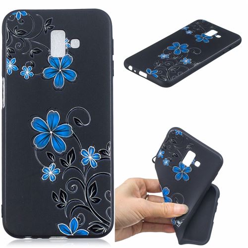 Coque en TPU impression de motifs fleur bleue pour votre Samsung Galaxy J6 Plus