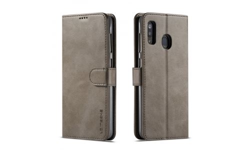 Etui type portefeuille pour Galaxy-A20 gris gamme LC.IMEEKE
