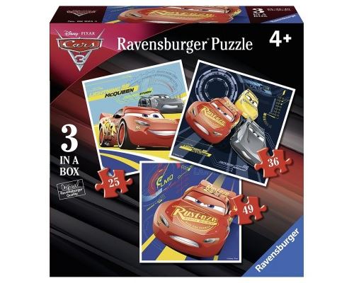 Puzzle 25 Pièces : 3 Puzzles - Cars 3, Ravensburger