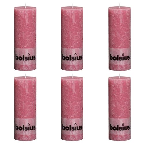 Bolsius Bougies pilier rustiques 6 pcs 190x68 mm Rose vieux