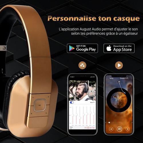 Casque audio August Casque Bluetooth Audio Sans Fil Réduction de