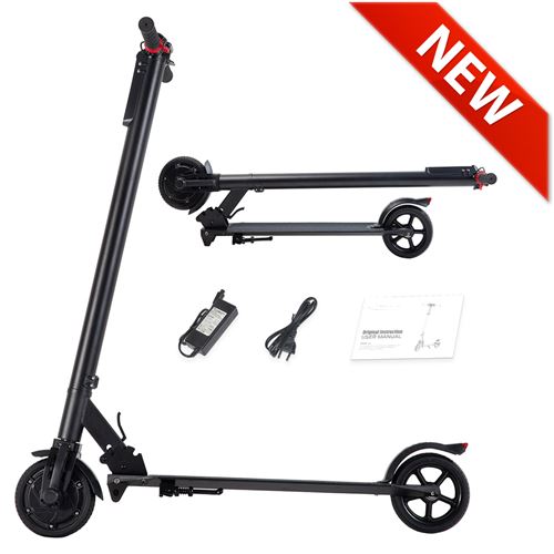 Trotinette électrique pliable noire vitesse maximale 23km/h 5.0AH frein arrière métallique cache câble avec moteur arrière