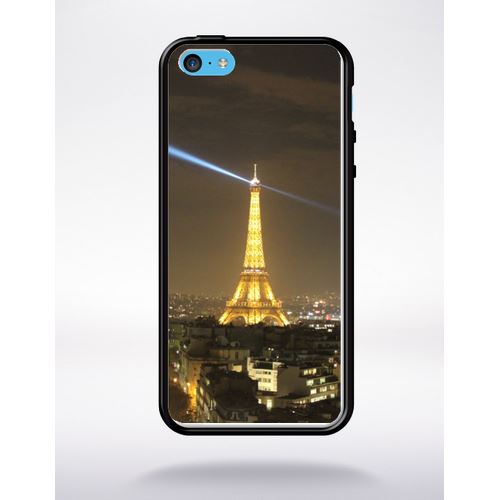 Coque Tour Eiffel Compatible Apple Iphone 5c Bord Noir Silicone