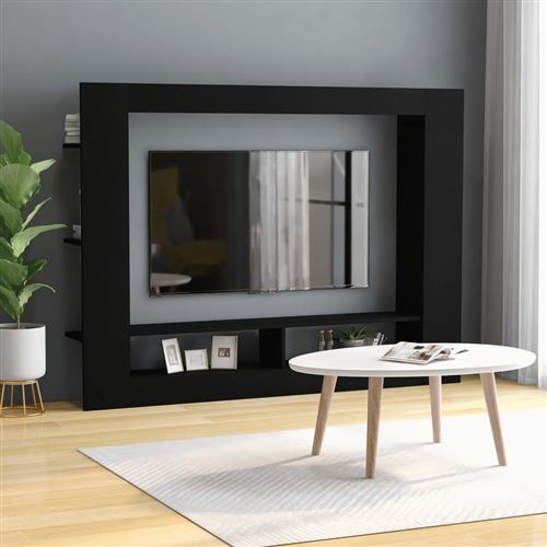 vidaXL Meuble TV Noir 152x22x113 cm Aggloméré