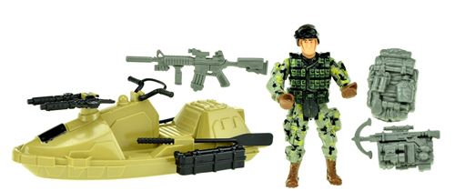 Toi-Toys set Armyde jeu soldat avec jetski 5 pièces vert armée
