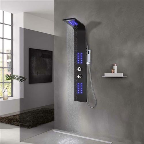 Panneau de douche aluminium 20x44x130 cm noir Vidaxl