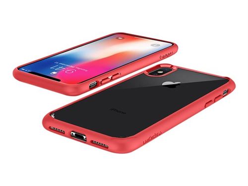 Spigen Ultra Hybrid Series - Coque de protection pour téléphone portable - polycarbonate, polyuréthanne thermoplastique (TPU) - rouge - pour Apple iPhone X
