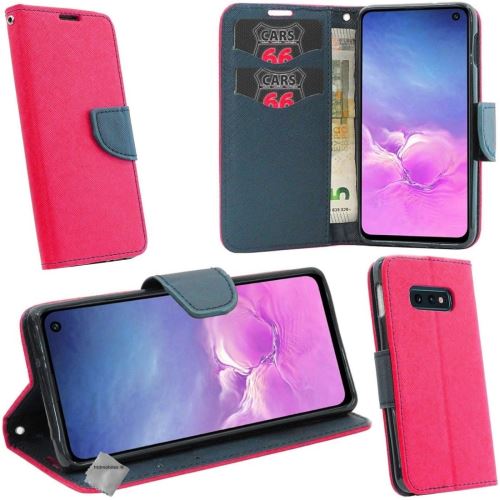 Housse etui coque pochette portefeuille pour Samsung Galaxy S10e avec film ecran - ROSE / BLEU