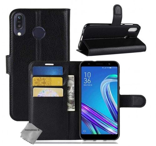 Housse etui coque pochette portefeuille pour Asus Zenfone Max M1 ZB555KL avec verre trempe - NOIR