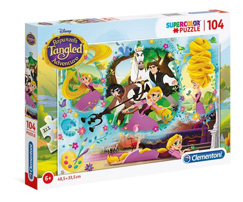 Clementoni Supercolor Puzzle - Raiponce - 104 Pièces - Disney, 27084, Multi-Colour