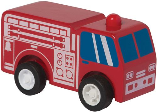 Manhattan Toy camion de pompiers Rescue pull-back 9 cm bois rouge