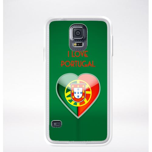 Coque Coeur Love Portugal Compatible Samsung Galaxy S5 Transparent
