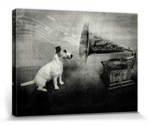 Chiens Poster Reproduction Sur Toile, Tendue Sur Châssis - His Master's Voice, Jack Russell Terrier (30x40 cm)